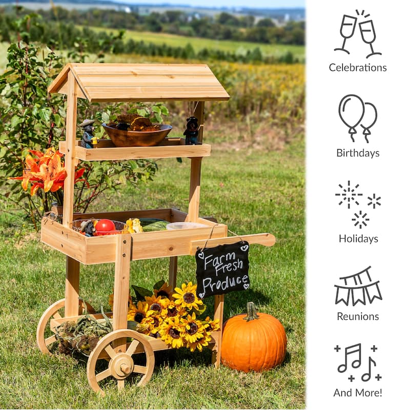 Sunnydaze Country Market Flower Cart Display Stand - 49.25” H