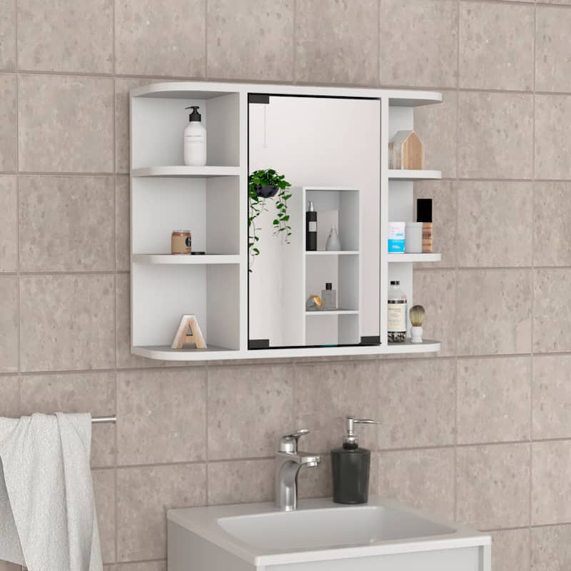 Medicine Cabinet Milano With Six External Shelves And Mirror