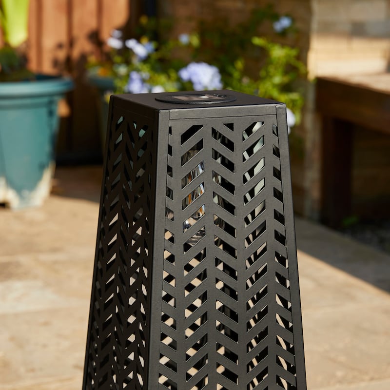 Glitzhome 21.5"H Solar Powered Floor Lantern with Edison Bulb - 8.50"L X 8.50"W X 21.50"H