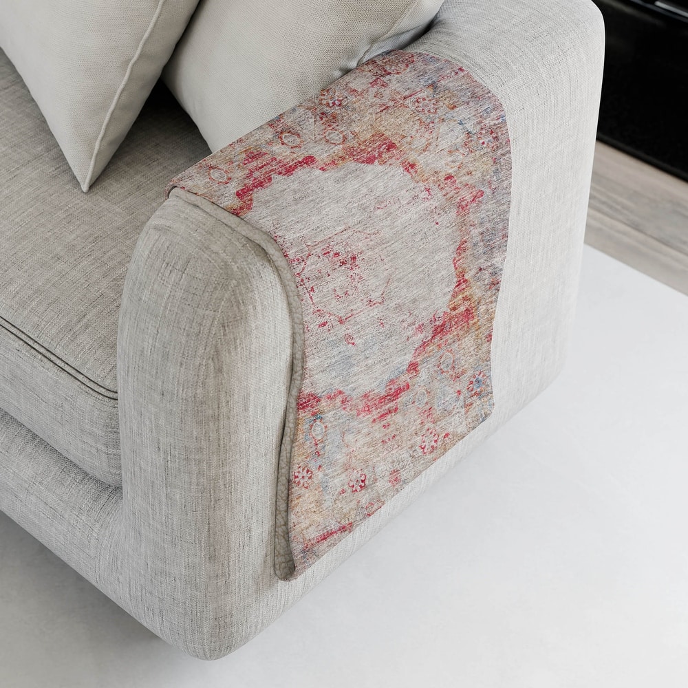 Premium Machine Washable Vintage Medallion Sherpa Throw Blanket