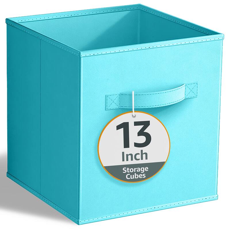 Sorbus 13" Foldable Storage Cube Basket Lightweight Organization Solutions - Single Pack - 13" L x 13" W x 13" H - Aqua