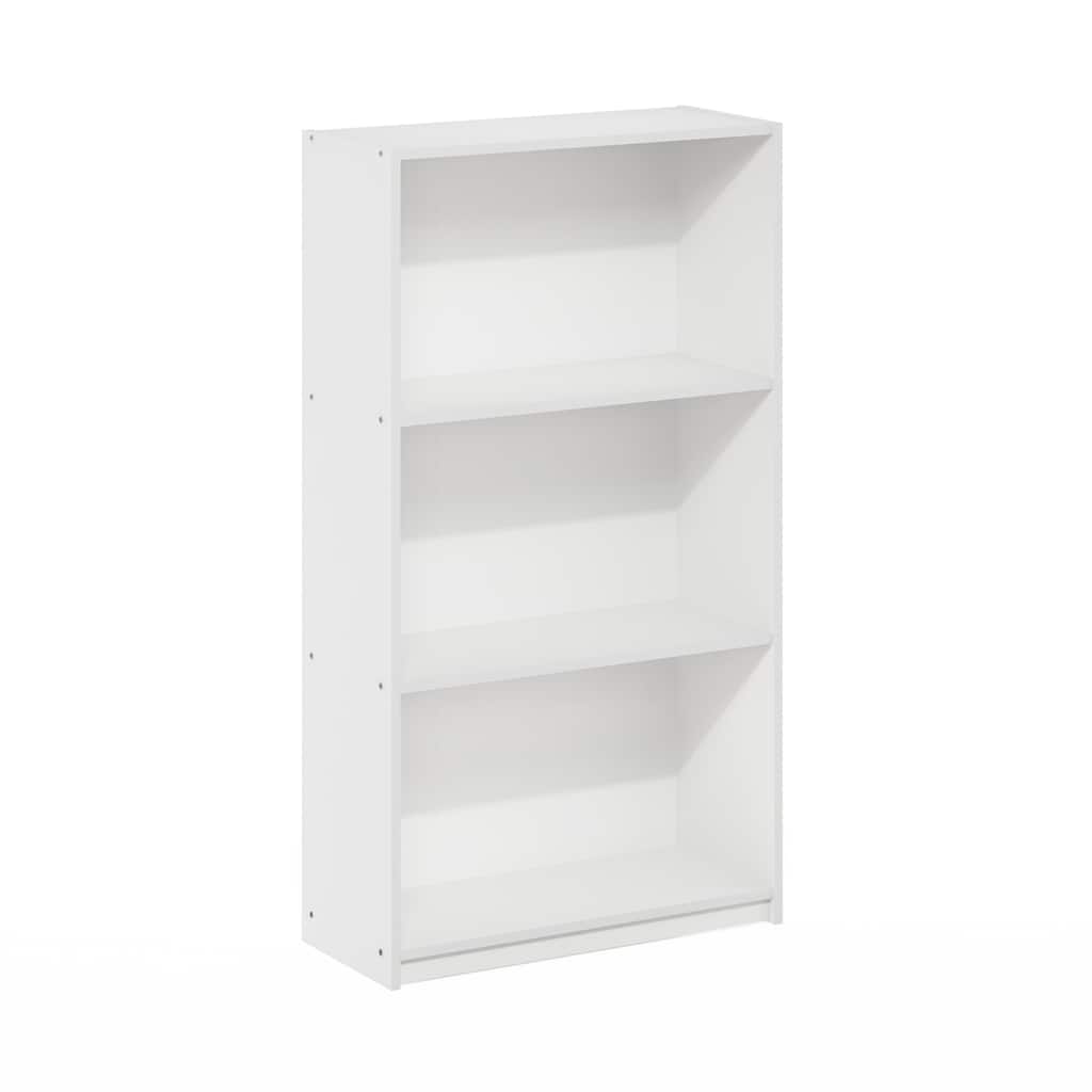 39.5 in. Tall White Wood 3-Shelf Bookcase