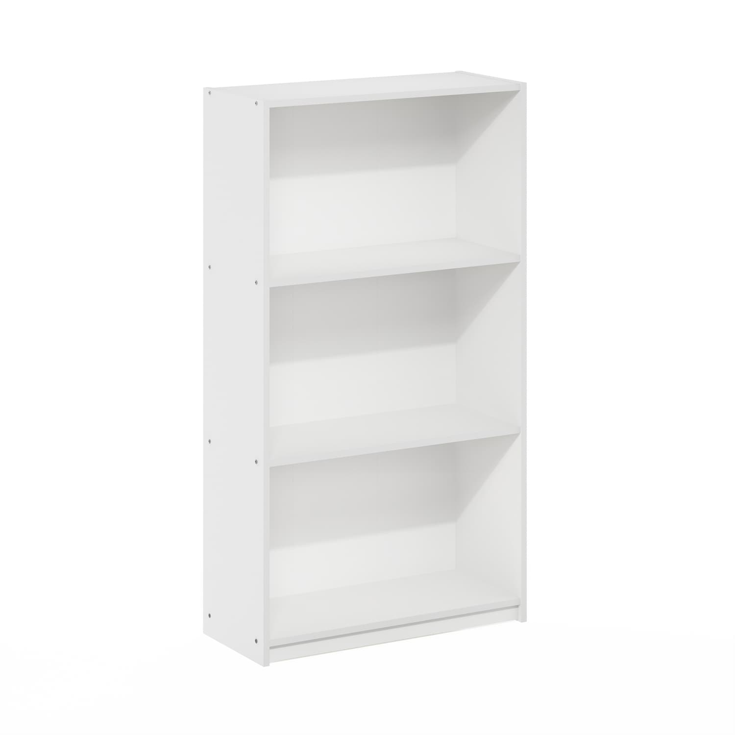 39.5 in. Tall White Wood 3-Shelf Bookcase