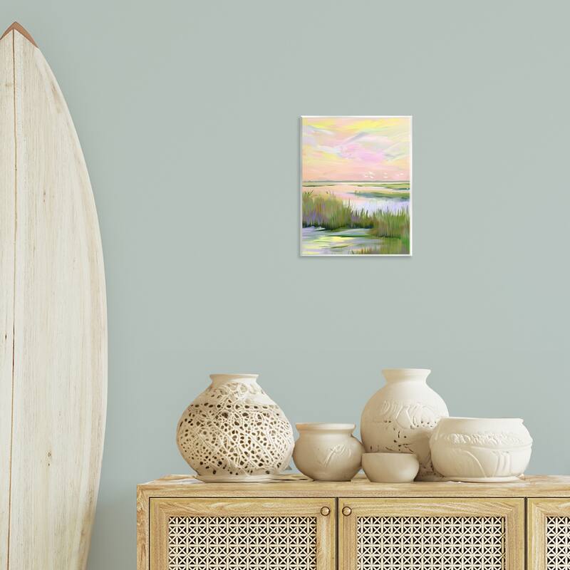 Stupell Soft Pink Marshland Sunrise Wall Plaque Art Design By Arlington Prints