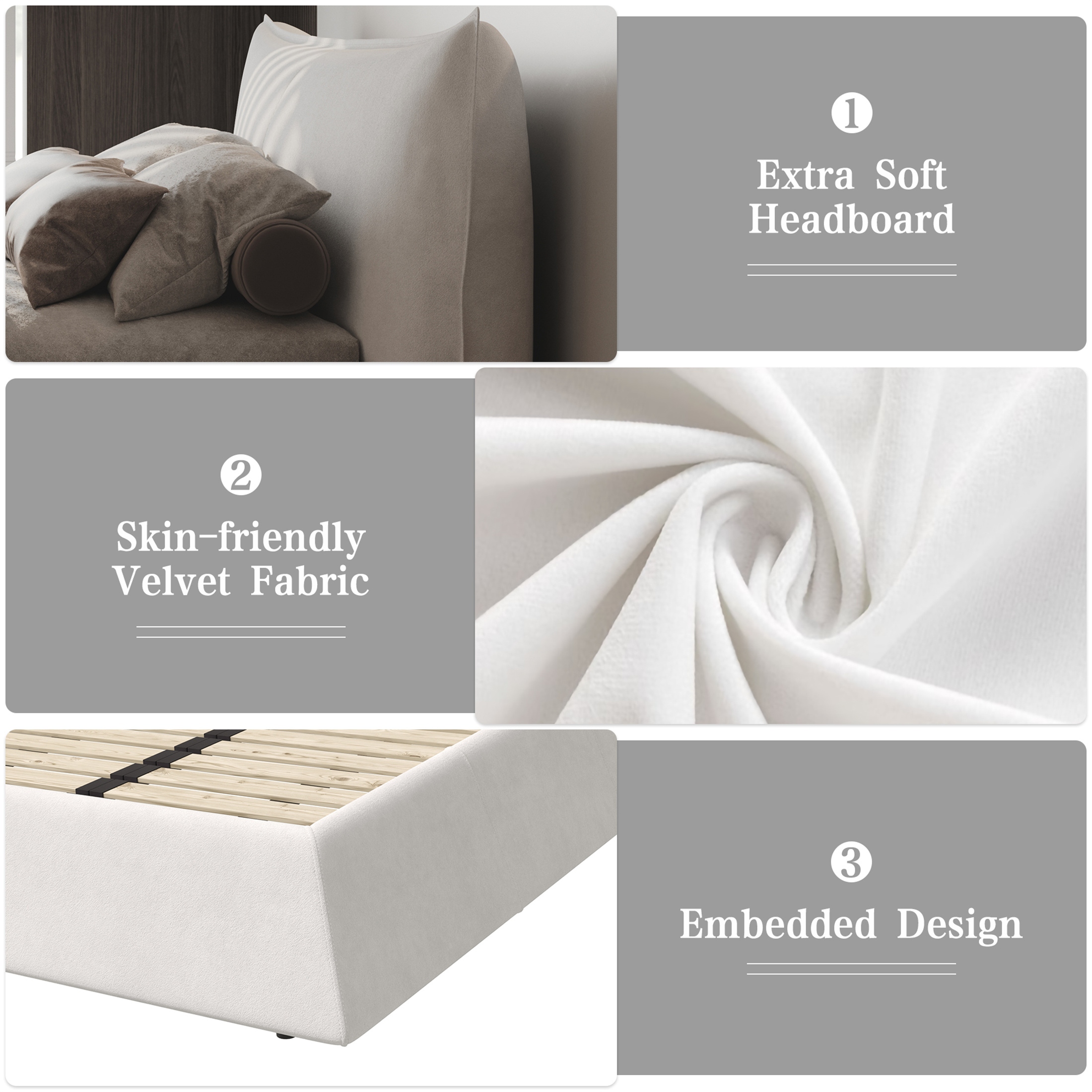 King Size Upholstered Platform Bed