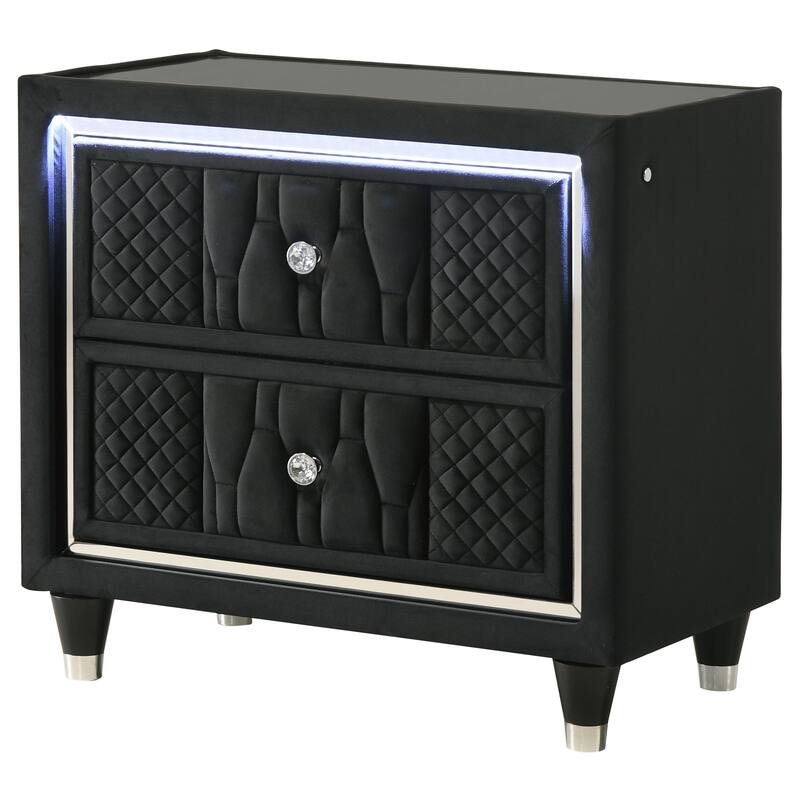 Lorient 2-drawer LED Nightstand with USB Black
