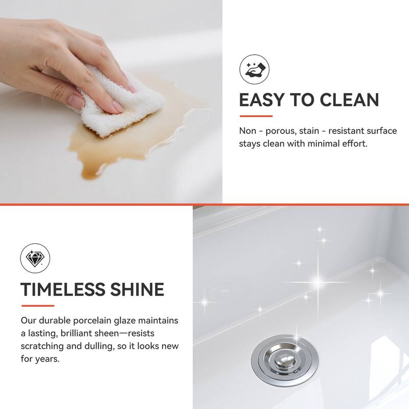 HOROW 30 in. Drop-In Single Bowl White Ceramic Kitchen Sink Standard and Bottom Grid, Drain Assembly, Cutting Board