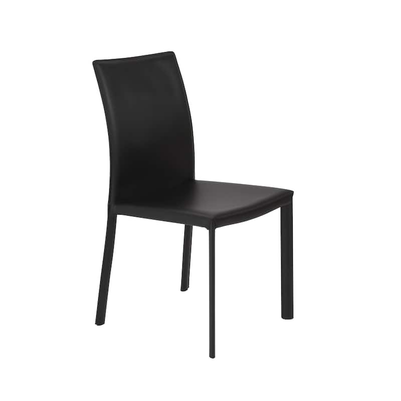HomeRoots Set of Two Black Upholstered Leather Dining Side Chairs - 19.30 in. x 35.04 in. x 20.87 in.