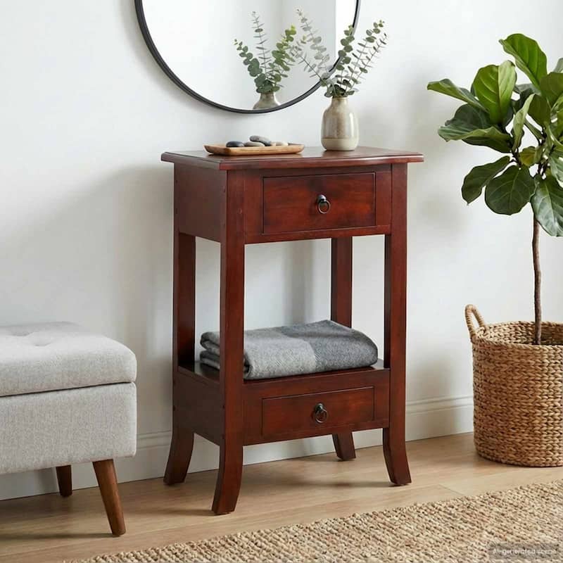 vidaXL Console Table with Drawer Brown 19.69 x 11.61 x 29.92 in - 19.69 x 11.61 x 29.92 in