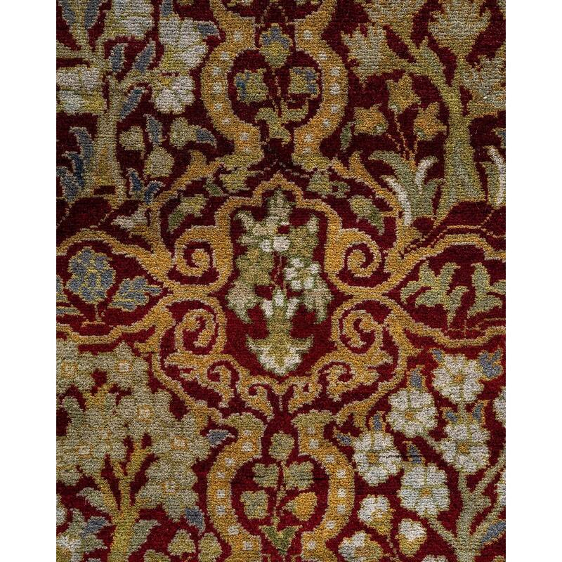 Overton Hand Knotted Wool Vintage Inspired Modern Contemporary Overdyed Red Runner Rug - 3' 2" x 12' 3"