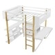 preview thumbnail 14 of 37, Full Size Wood Loft Bed With Cabinet and Cubes, Foldable desk, White