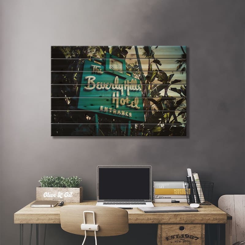 Beverly Hills Hotel II Print On Wood by Ann Hudec - Multi-Color