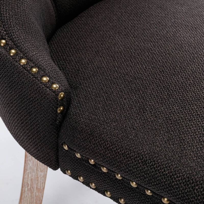 Nikki Collection Modern, High-end Tufted Solid Wood Dining Chair with Wood Legs Nailhead Trim 2-Pcs Set