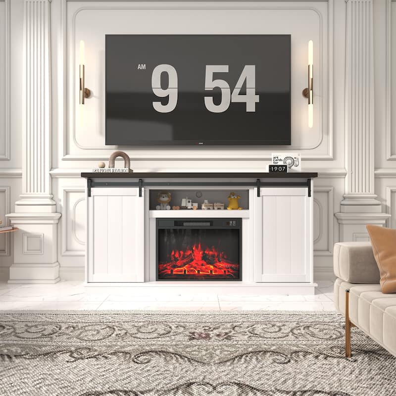 EROMMY Electric Fireplace Heater Mantel TV Cabinet, Media Entertainment Center, Energy Efficient Heater