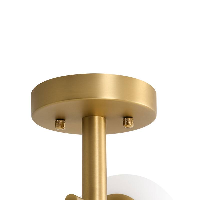 Mid-Century 3-Light Round Milky Glass Sputnik Semi Flush Ceiling Light