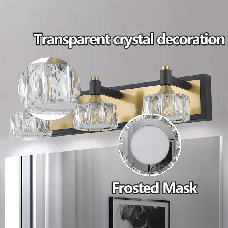 LED 3-Light Modern Crystal Bathroom Vanity Light Over Mirror,Bath Wall Lighting Fixtures
