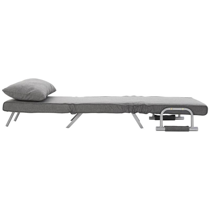 Light Grey 73" Single Folding 5-Position Convertible Sofa Bed with Pillow