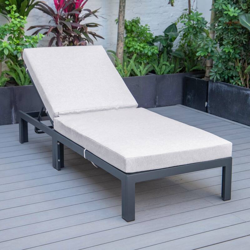 Chelsea Heavy-Duty Aluminum Outdoor Chaise Lounge with Machine-Washable Fade-Resistant Cushions, Lay-Flat Design