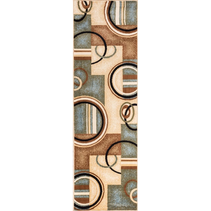Well Woven Modern Geometric Abstract Shapes Red Oversized Runner Rug - 2'7" x 10'