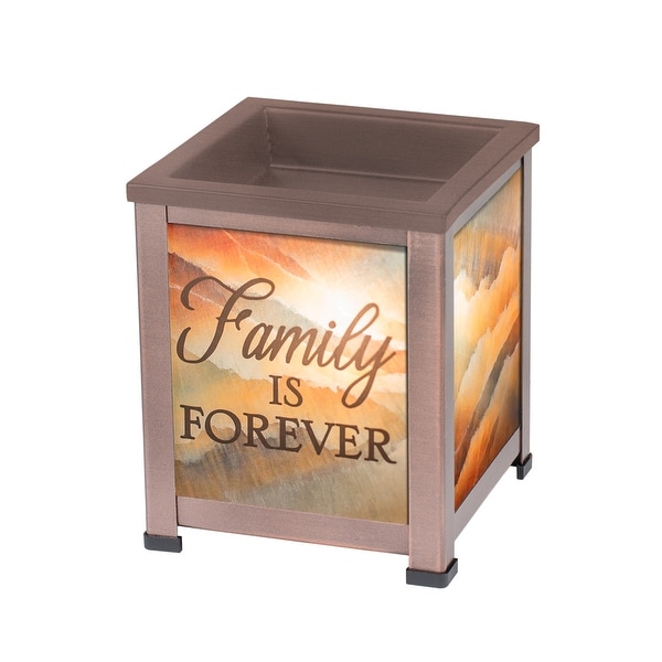 8" Brown and Orange "Family IS FOREVER" Candle Warmer - N/A