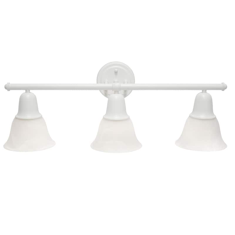 26.5" 3-Light Vanity Light - Metal Bar & Frosted Glass Shades - Bathroom, Hallway Decor - White - 9.7