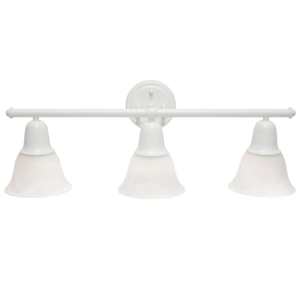 26.5" 3-Light Vanity Light - Metal Bar & Frosted Glass Shades - Bathroom, Hallway Decor - White - 9.7