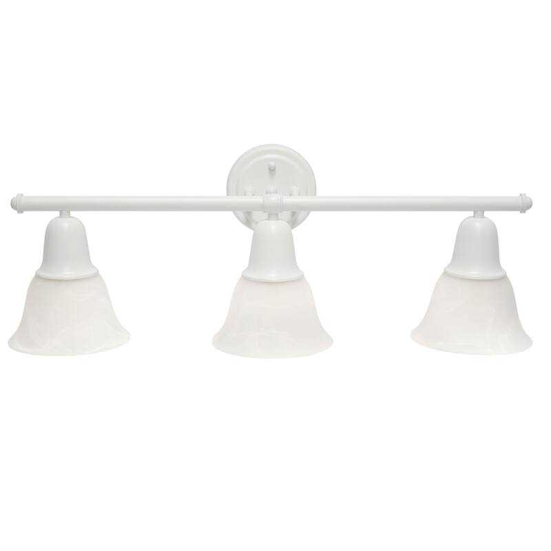 3-Light Vanity Light Fixture - Metal & White Glass Shade - Bathroom Uplight Downlight - Hallway Entryway - 9.7