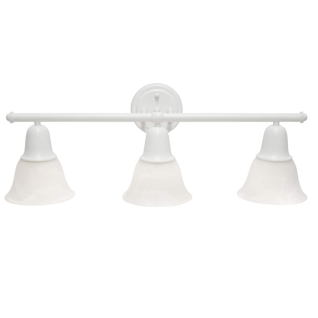 3-Light Vanity Light Fixture - Metal & White Glass Shade - Bathroom Uplight Downlight - Hallway Entryway - 9.7