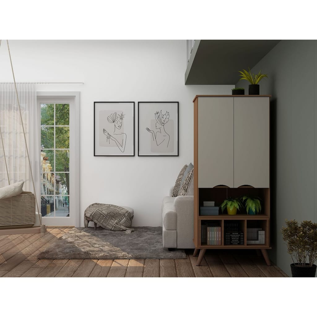 Hampton 26.77 Display Cabinet 6 Shelves and Solid Wood Legs