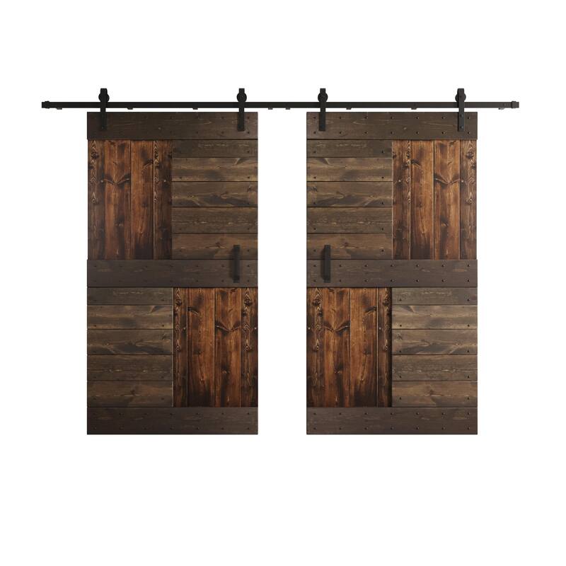 Coast Sequoia 48in./60in./72in./84in. x 84in. S Series Multi-Color Pine Wood Double Sliding Barn Door With Hardware Kit