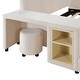 preview thumbnail 27 of 95, Velvet Grounded Bed Mother & Child Bed Platform Slat Bed Frame with Little Round Stool and Bedside Desk for Growing Child