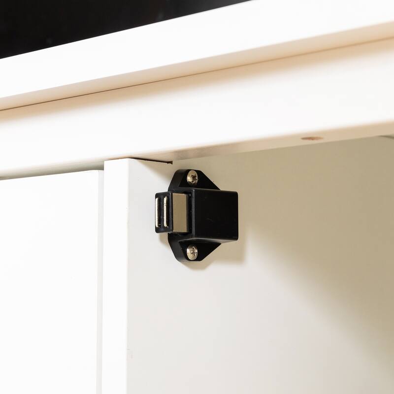 71" Modern TV Stand, Entertainment Center Media Console, Solid Wood Frame TV Cabinet with Changhong Glass Doors & Metal Handles