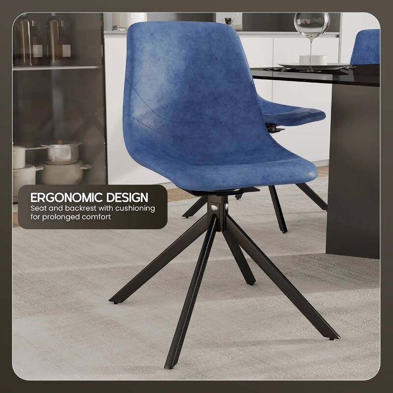 Markley Leather Dining Chair 360 Degree Swivel with Iron legs Modern Accent Side Chair Set of 2