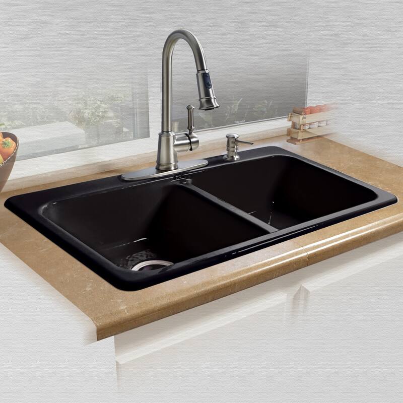 Miseno 33" Double Basin Drop In Cast Iron Kitchen Sink