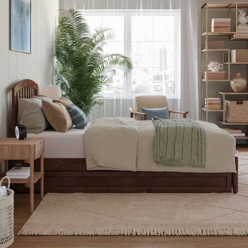 Lucia Platform Bed with Panel Footboard and Twin XL Trundle