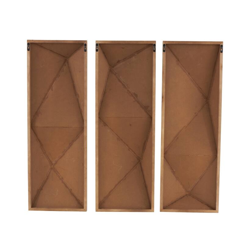 Wood Geometric 3D Home Wall Decor - Set of 3 Brown - Roche River Decor