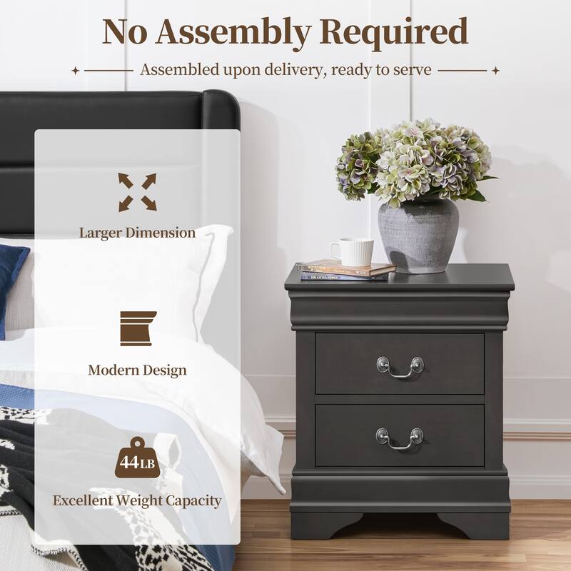 Yaheetech Modern 2-drawer Classic Nightstand Painted Bedside Table with Storage
