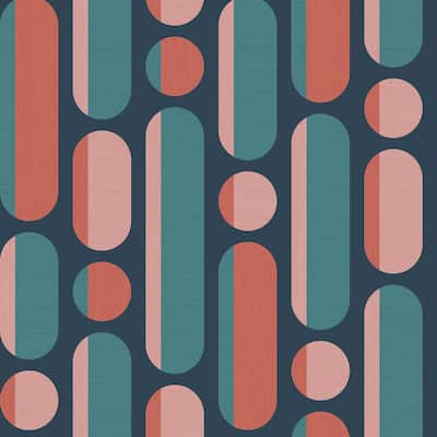 Envy Morse Coral and Navy Wallpaper