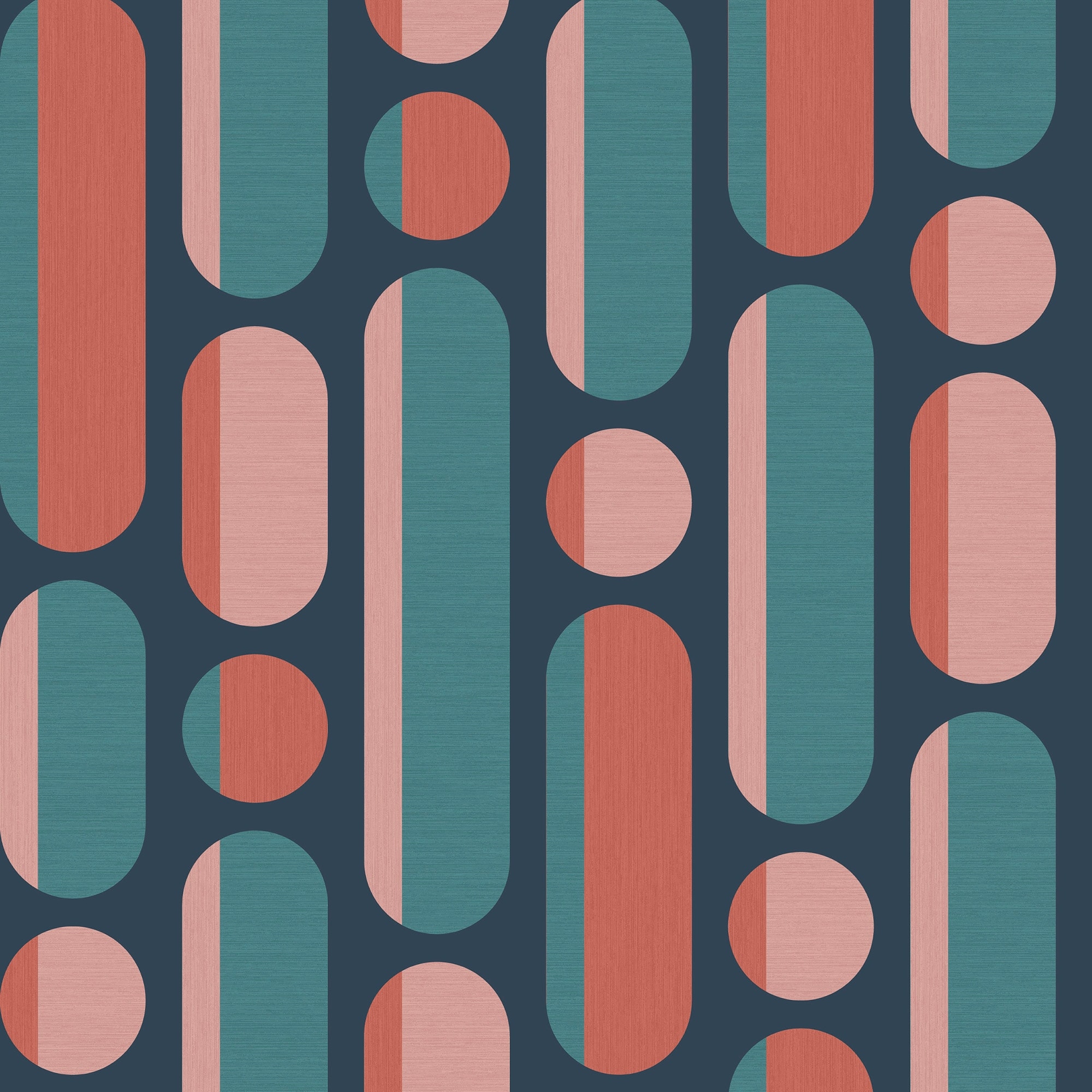 Envy Morse Coral and Navy Wallpaper