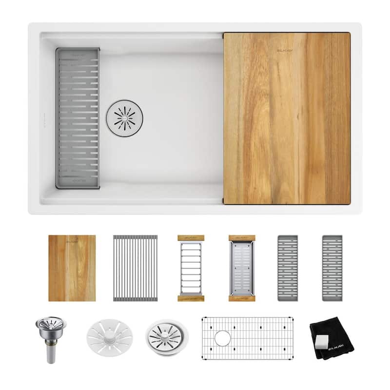 Elkay ELXRU13322W Quartz Luxe 33" Undermount Single Basin Quartz - Arctic Fox