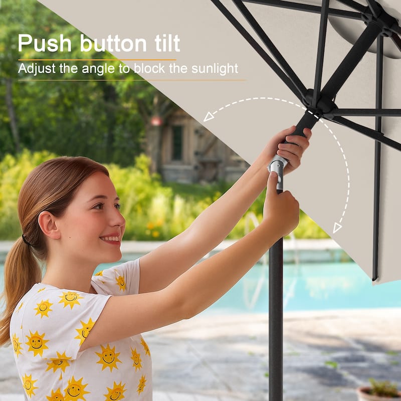 LIVOOSUN 10 x 6.5ft Outdoor Market Patio Umbrella w/Tilt and Crank