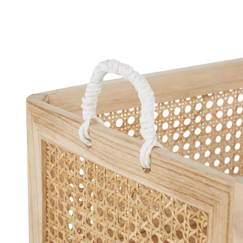 Rattan Woven Decorative and Functional Storage Basket with Rope Handles - Set of 3 Brown or Light Brown - Roche River Decor