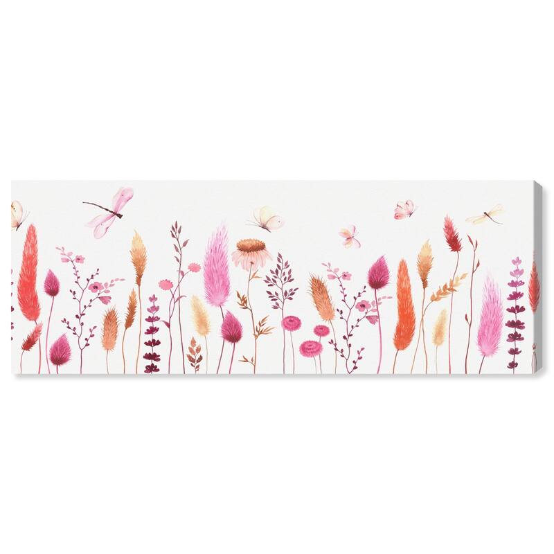 Dried Floral Dragonfly Panoramic Canvas by Art Remedy, Gallery Wrapped - 54" x 20"