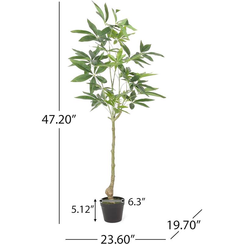 Leso Artificial Macrocarpa Plant, Hand Shaped Green Leaves 47 Inch