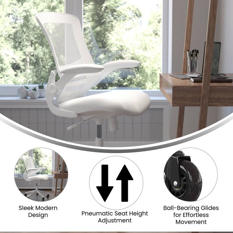 Ergonomic Swivel Task Chair with Roller Wheels & Flip Up Arms