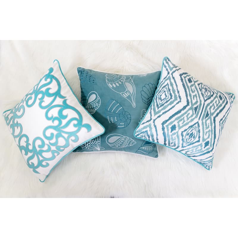Blue and Spa Seashells Pillow
