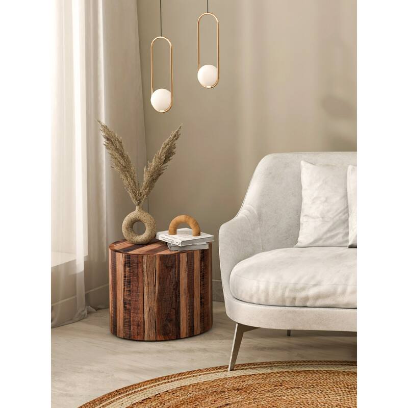 Rustic Style Cylindrical Wooden Coffee Table - 24"