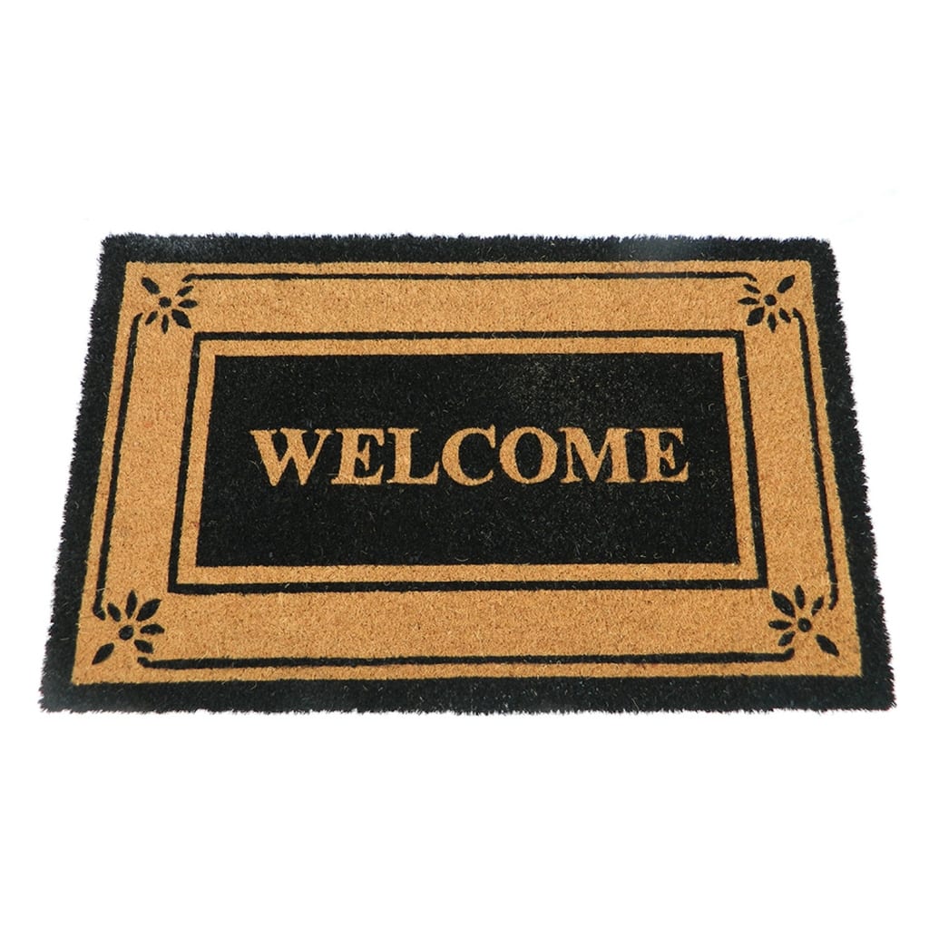 PVC backed coir mat Natural printed - 18" x 30"