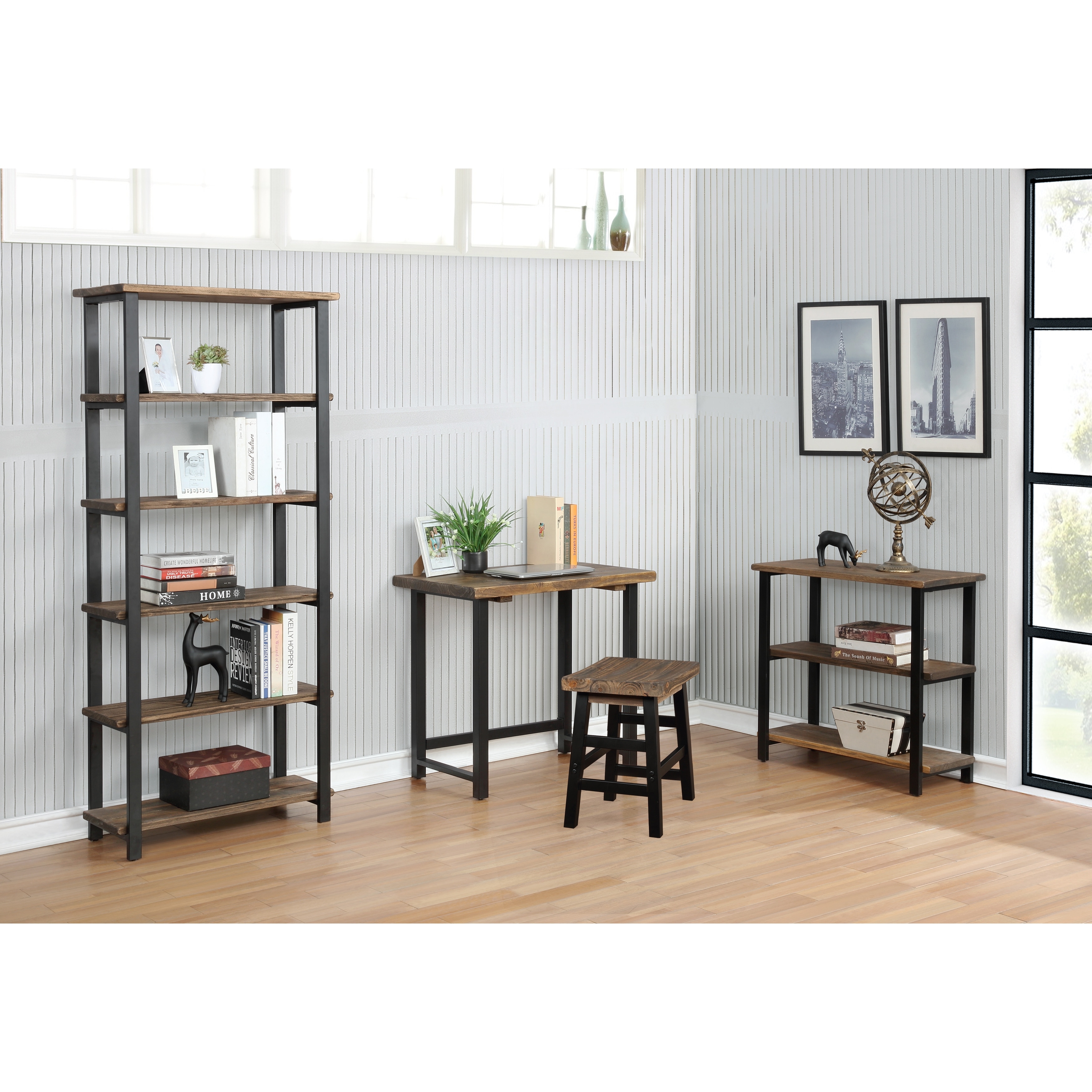 Carbon loft lawrence metal top and solid wood desk