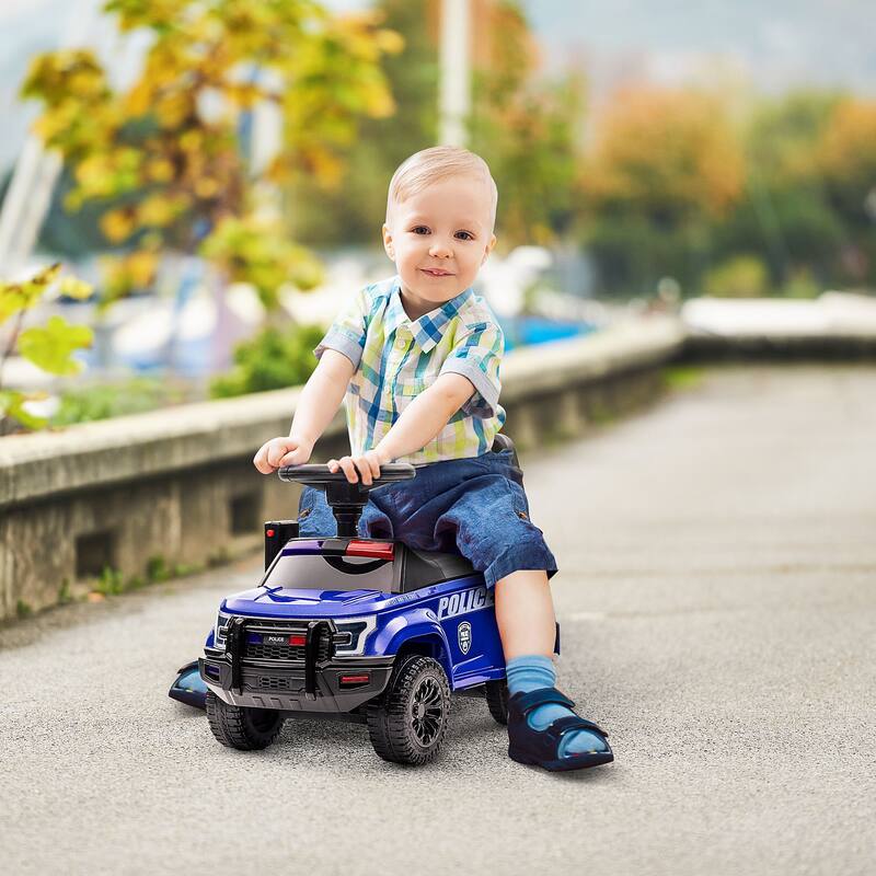 Kids Push Ride-On Car with Working PA System & Horn, Police Truck Style with Under-Seat Storage, 18 Months to 5 Years